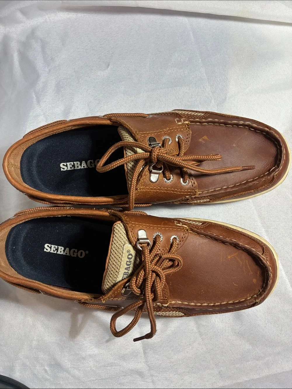 ✨Never Been Worn✨Sebago Tan Leather & Woven Panel Boat Shoes